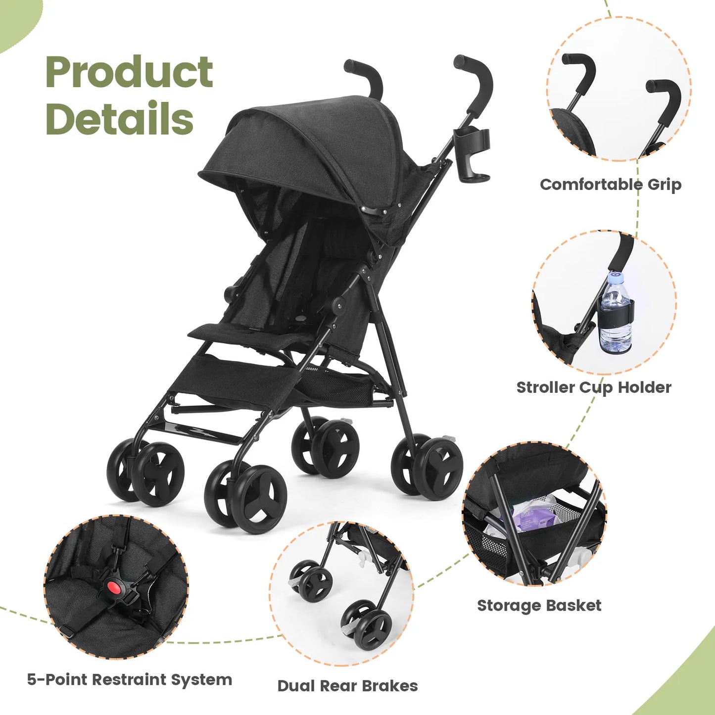 Children's Stroller Can Sit or Lie Down Lightweight Folding High Landscape Four-wheeled Pocket Stroller