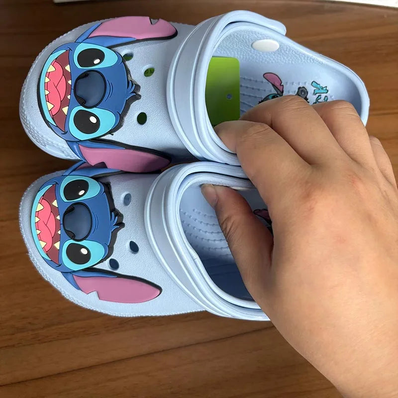 Stitch Cartoon Anime Solid Waterproof Slippers Outdoor Sandals Stitch Casual Breathable Ankle-Wrap For Kids Shoes Gift