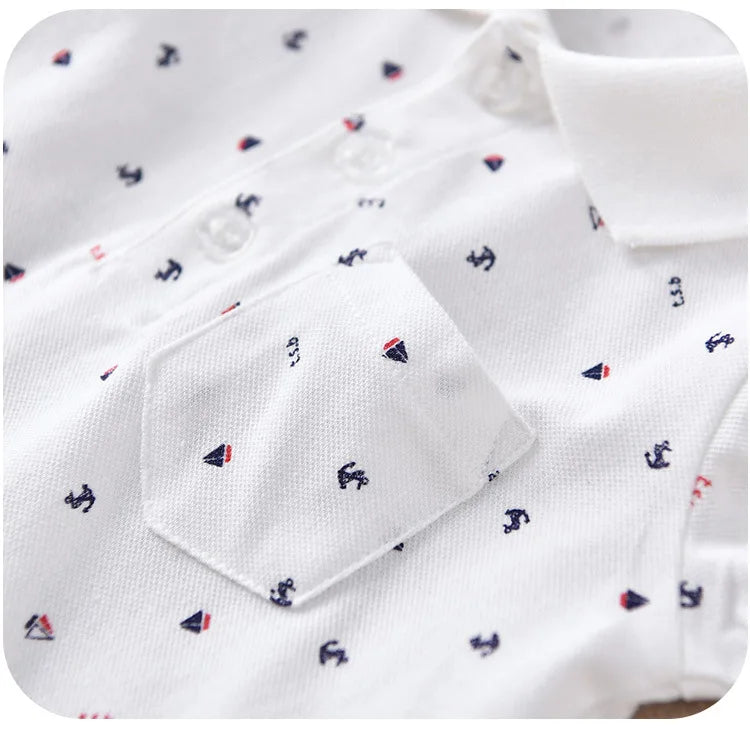 Children's short-sleeve Polo Shirts Boys and Girls 2025 Summer t-shirts 100% Cotton White School Tops 2T-16T Performance costume