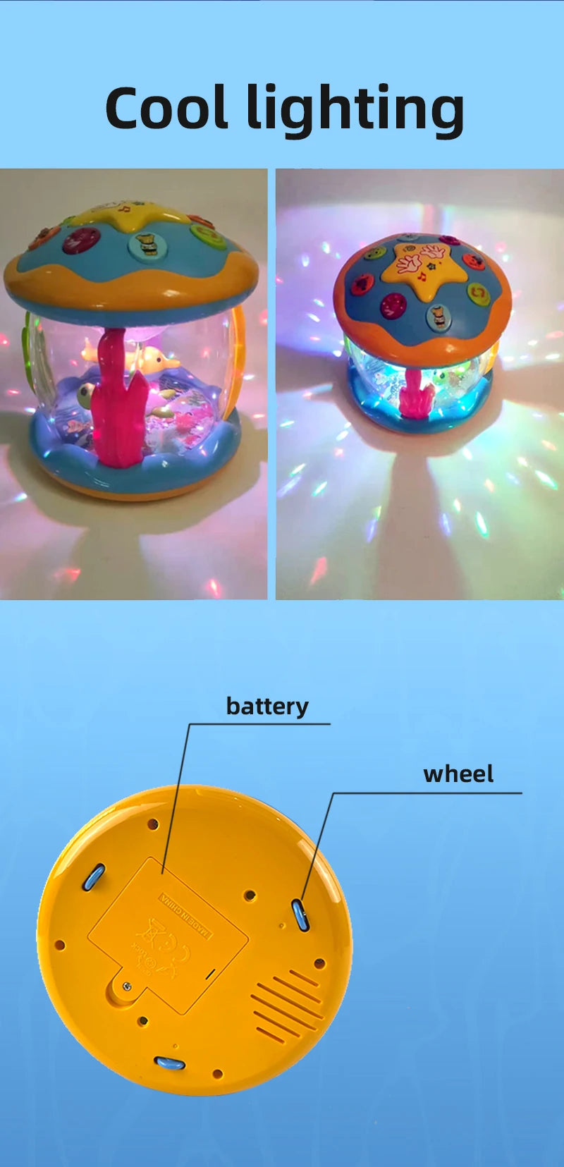 Ocean Projector Luminous Toys Music Baby Toys for 12-18 Months Toddlers 6 to 12 Months Toddlers Crawl Learning Prone Time Toys