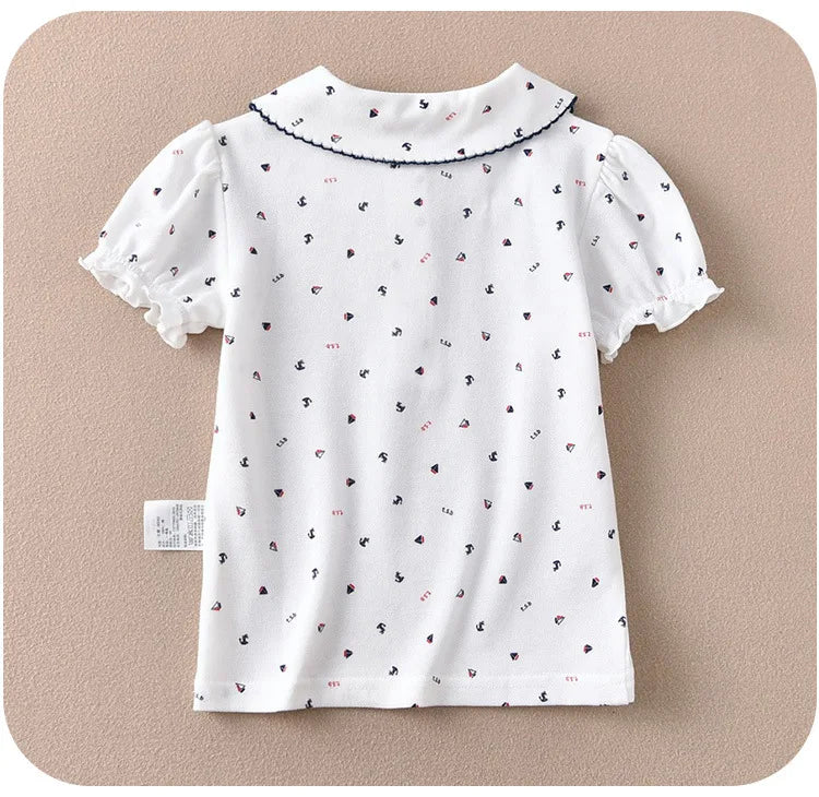 Children's short-sleeve Polo Shirts Boys and Girls 2025 Summer t-shirts 100% Cotton White School Tops 2T-16T Performance costume