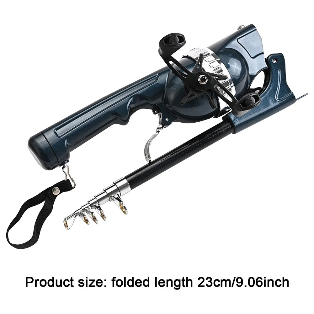 1Set Portable Folding Fishing Rod Telescopic Stainless Steel Fly Fishing Poles with Reel Line Travel Folding Mini Rod for Fish