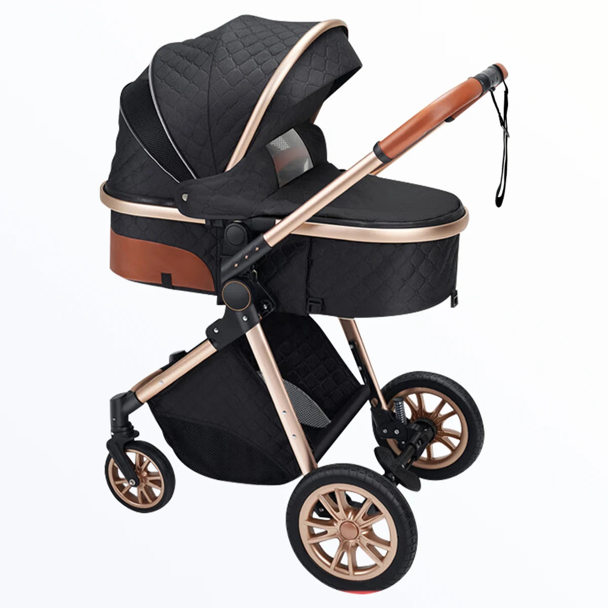 Foldable baby stroller with shock absorption function, an outdoor stroller that can be pushed in both directions