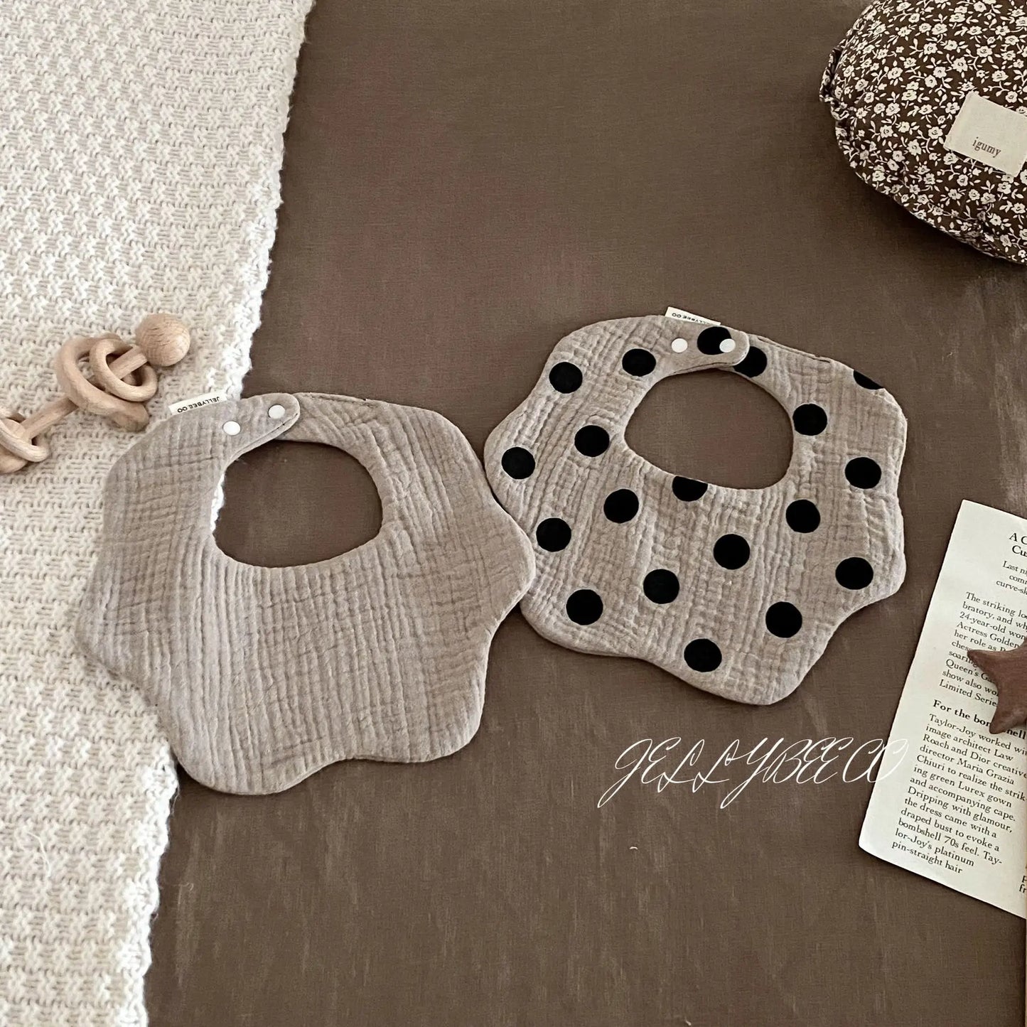 Polka Dot Flower Baby Bib Cotton Newborn Spit Up Burp Cloth Feeding Cover Washable Soft Absorbent Infant Accessories