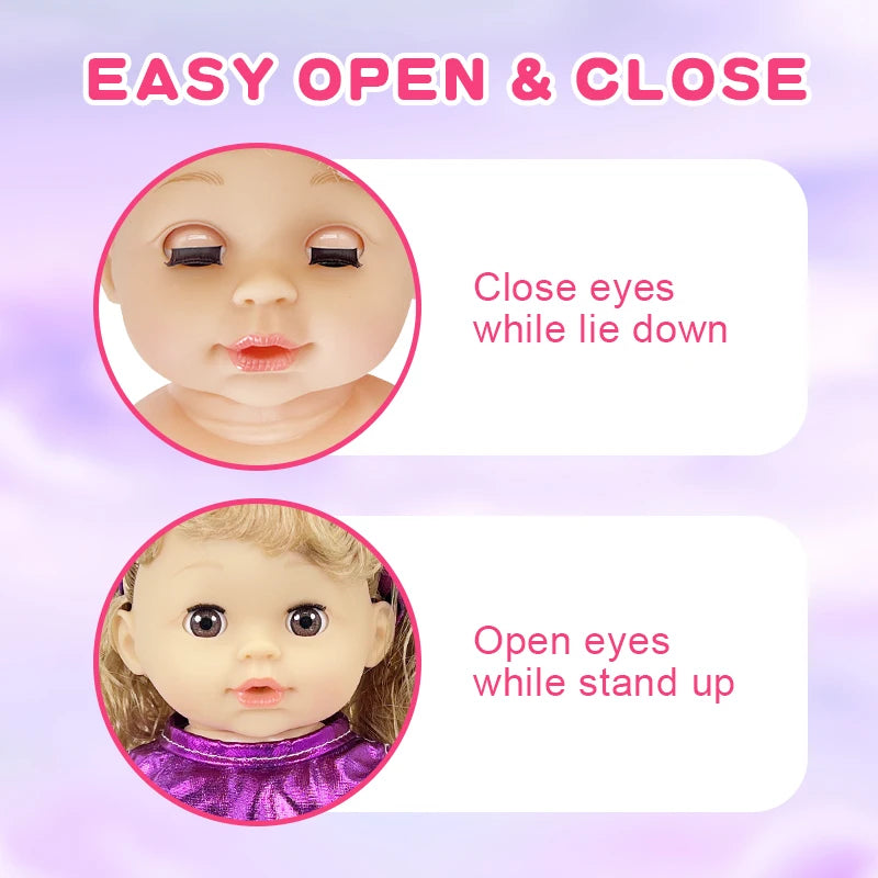 12 inch Blinkable Baby Doll Vinyl Doll Silicone Doll Baby Reborn Doll Full Body Soft Children's Toy Birthday Gift Girl Gift