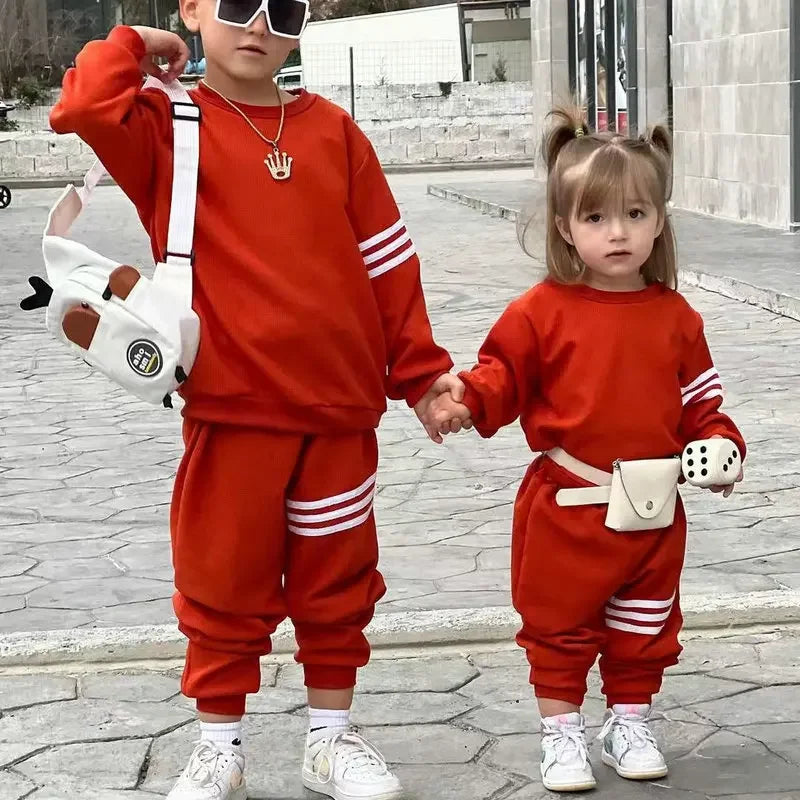 Toddler Children's Clothing Hooded Pants Set Boys and Girls Baby Clothing Sweatshirt Children's Fashion Pullover Set 2024
