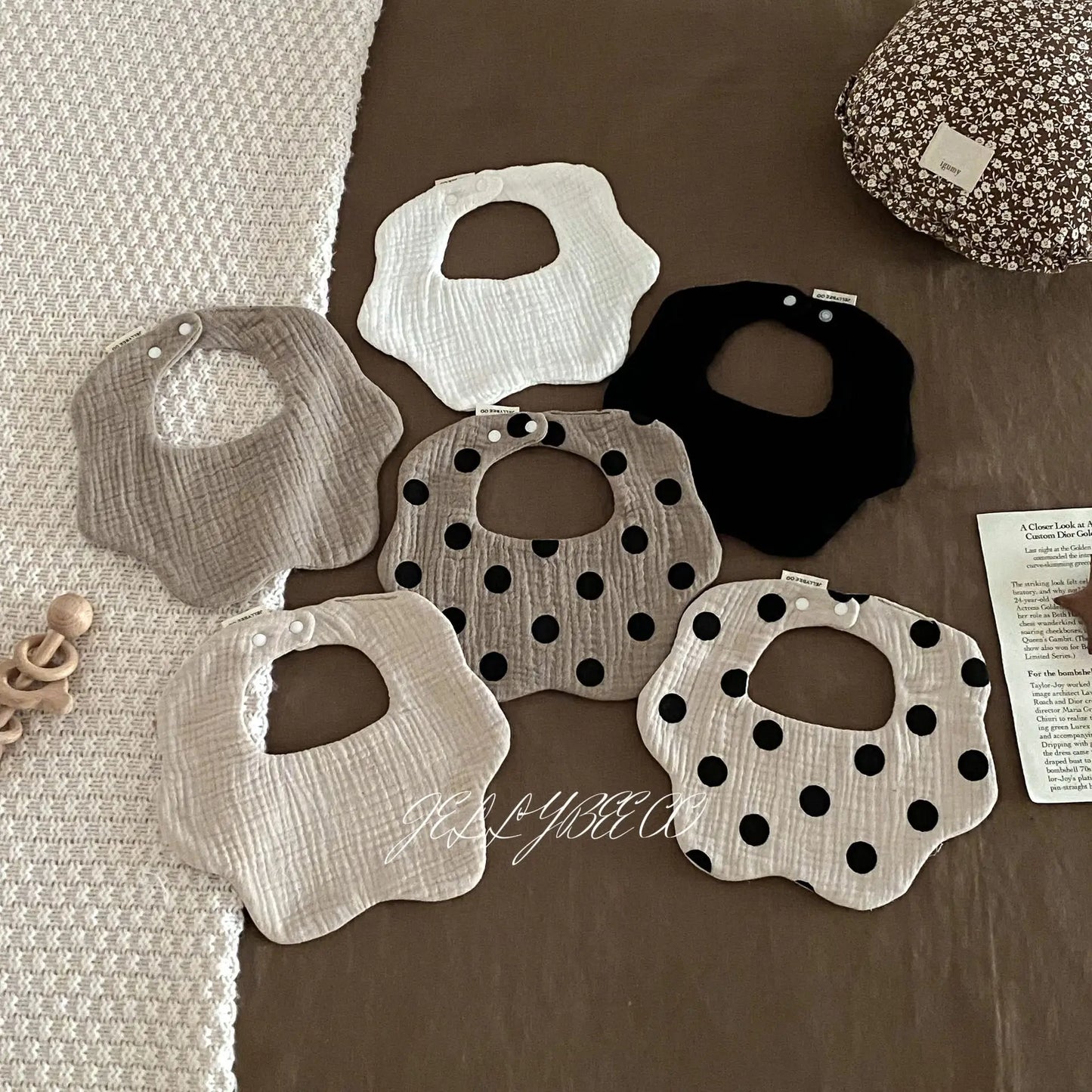 Polka Dot Flower Baby Bib Cotton Newborn Spit Up Burp Cloth Feeding Cover Washable Soft Absorbent Infant Accessories