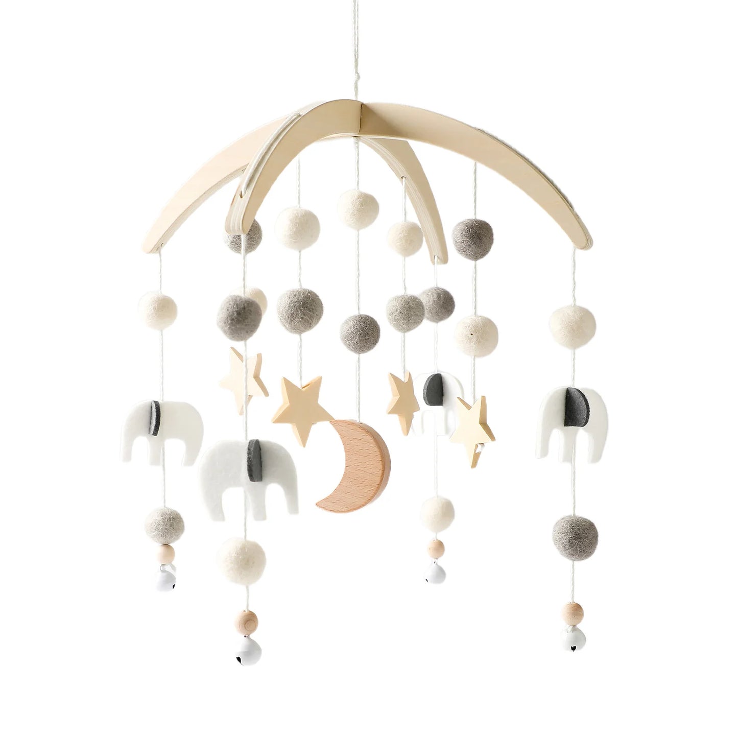 Baby Rattle Toy Bed Bell Bracket Wooden Mobile 0-12 Months Newborn Crochet Bed Bell Hanging Toys Holder Bracket Infant Crib Gift