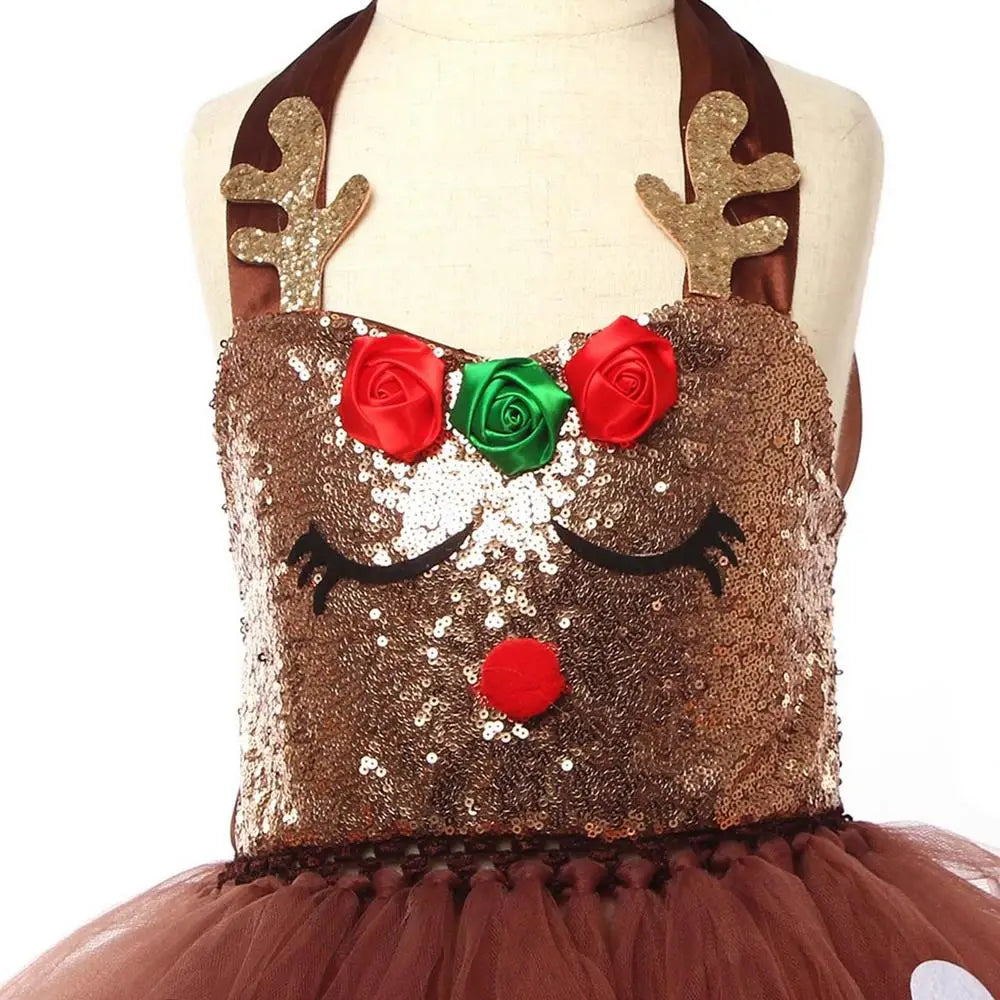 Reindeer Christmas Costume Kids Darling Reindeer Animal Costume For Girls Christmas Costume Dress Birthday Gift For Girls