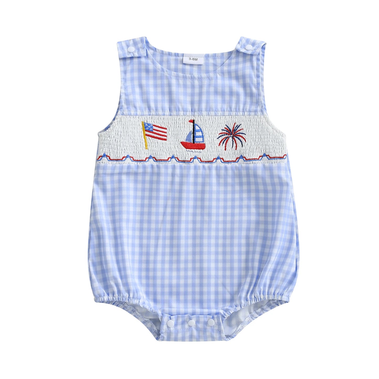 Infant Patriotic Sleeveless Romper Round Neck Jumpsuit Baby Boy 4th of July Playsuit Summer Outfit Newborn
