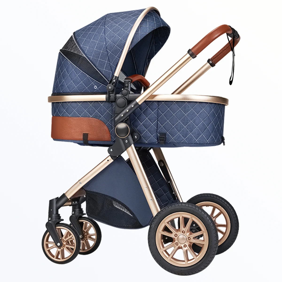 Foldable baby stroller with shock absorption function, an outdoor stroller that can be pushed in both directions
