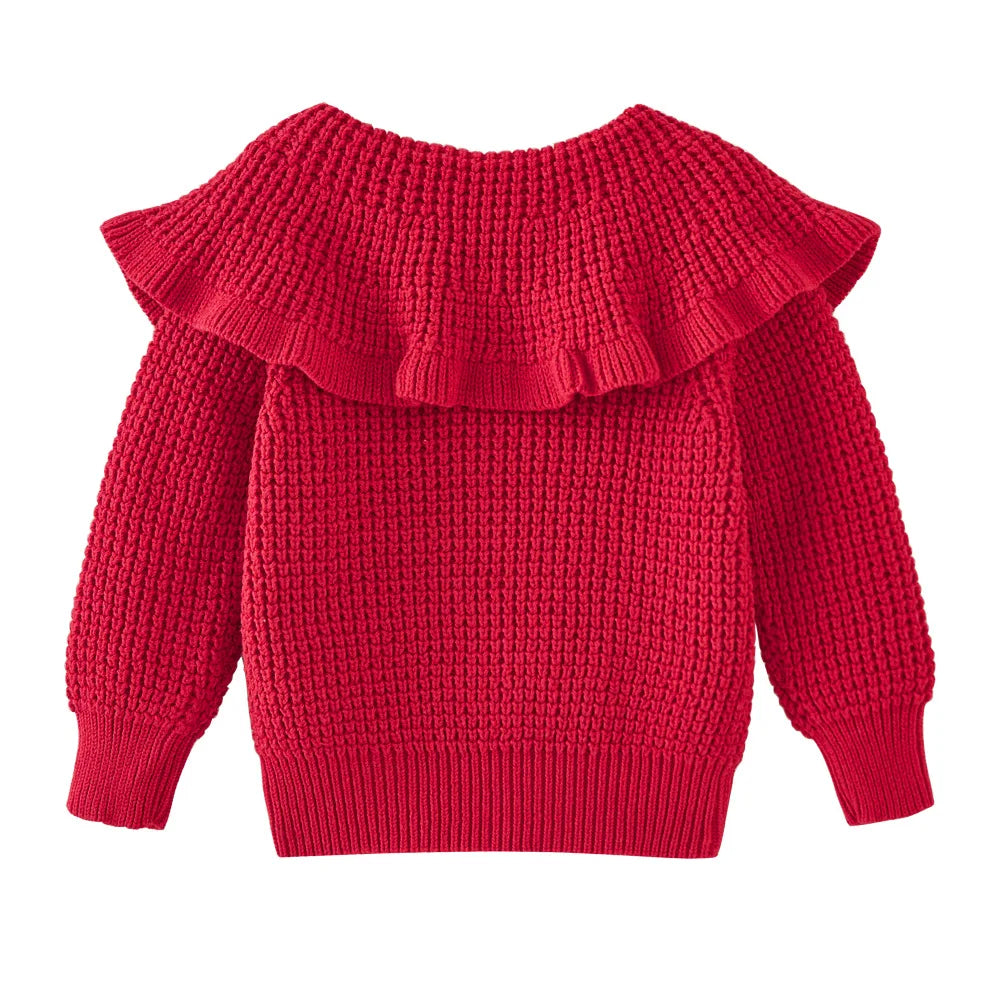 Autumn Winter Babys Girls Sweater Coat 2025 Cotton Solid Turn Down Collar Kids Girls Knitwear Long Sleeve Toddler Girls Cardigan