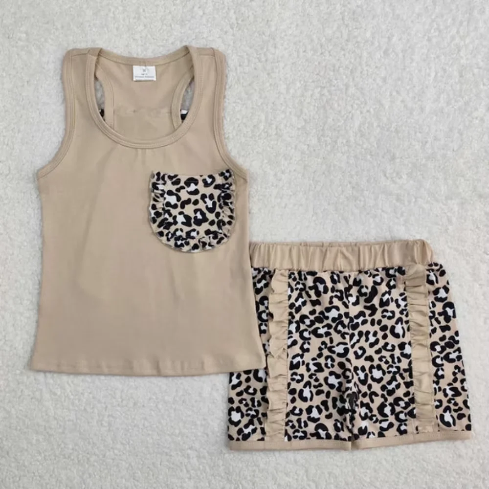Sleeveless Print Baby Girl Outfit Toddler Girls Clothing Sets Colorful Leopard Kids Two Piece Set