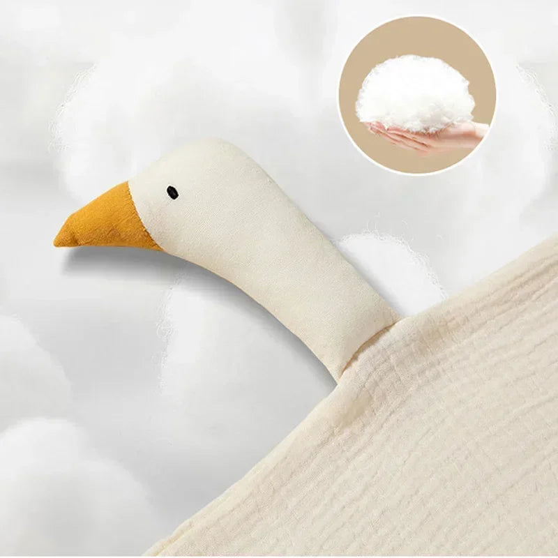 Pure Cotton Muslin Baby Bib Cute Goose Sleeping Dolls Newborn Saliva Towel Soothe Appease Towel Toddlers Burp Cloth Handkerchief