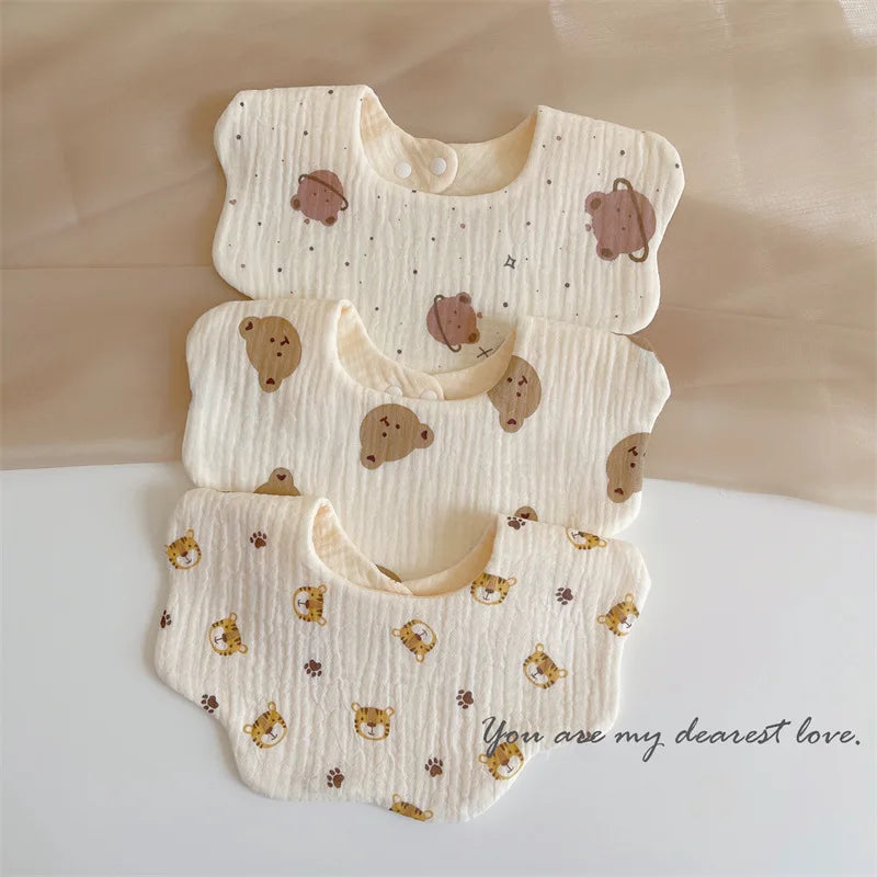 Summer Baby Cotton Gauze Waterproof Bibs Soft Cartoon Infant Bib Burp Cloths Bandana Scarf for Boy Girl Feeding Saliva Towel New