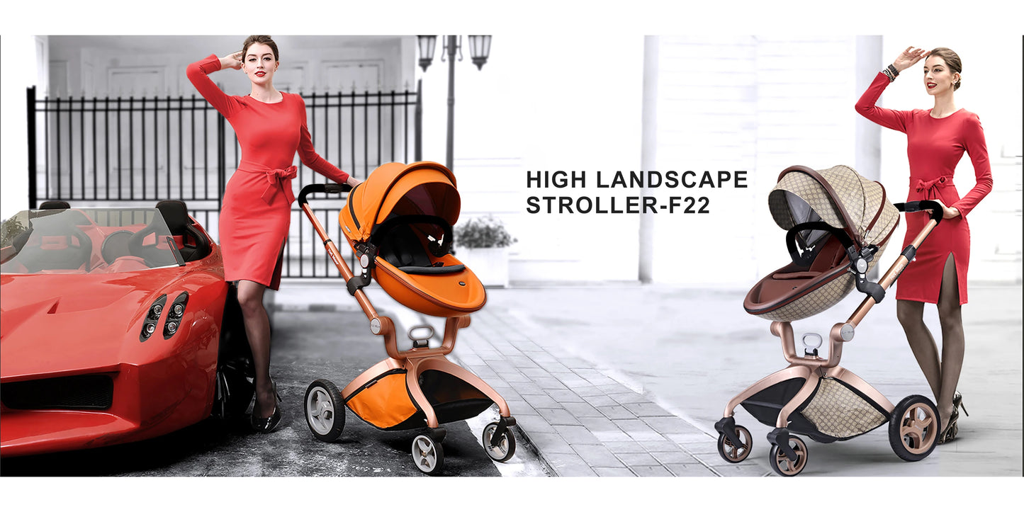Hot Mom F22 baby stroller 3in1 ,adjustable seat,aluminum frame,solid rubber tires,rain cover,mosquito net,large storage basket