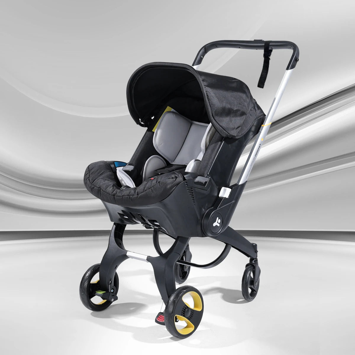 Portable, lightweight and folding baby stroller, metal frame, can be pushed in both directions, comes with sunshade