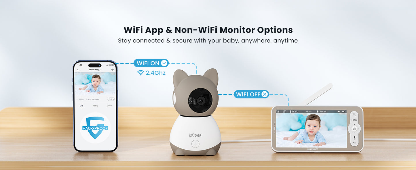 ieGeek Baby Monitor with 2K Camera and Audio - Video Monitor with 5" Screen - Night Vision, Two-Way Talk, Cry & Motion Detection