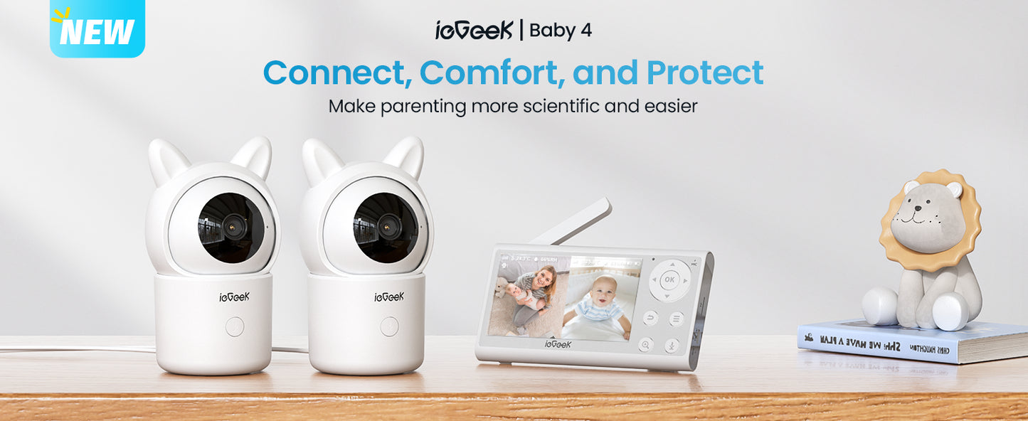 ieGeek Baby Monitor with 2 Cameras, Split-Screen Video Baby Monitor with Audio and 1080P Camera 4.3" Screen - Night Vision, Two-