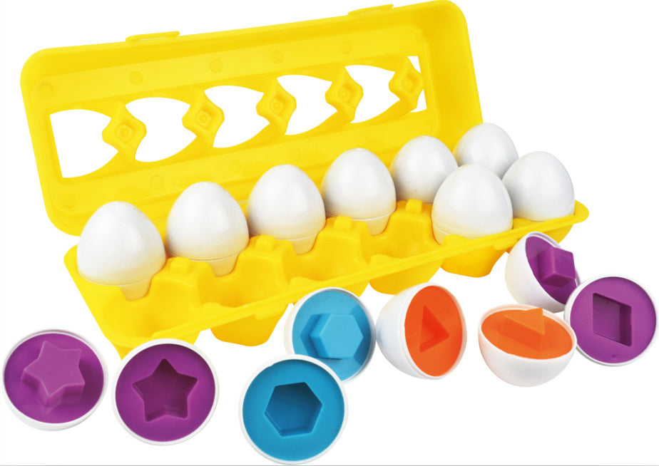 6/12PCS Montessori Smart Eggs In Cup Education Early Learning Geometric Shape Math Alphabet Puzzle Sorter Game Baby Toy Children