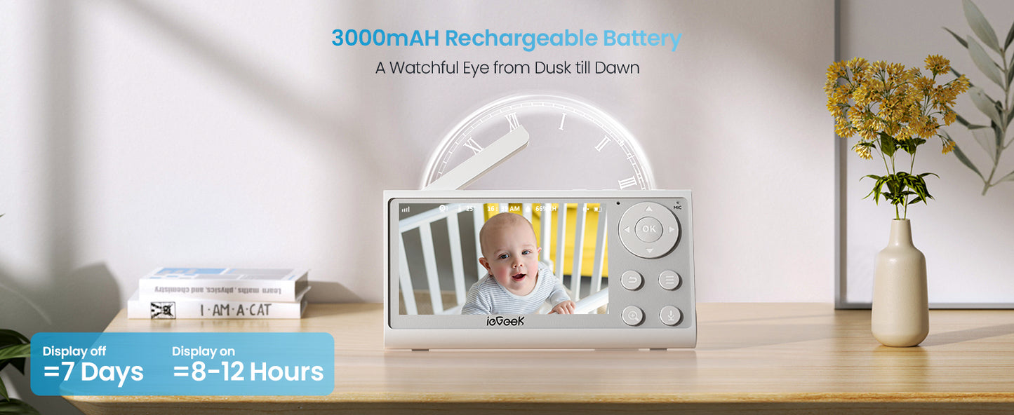 ieGeek Baby Monitor with 2 Cameras, Split-Screen Video Baby Monitor with Audio and 1080P Camera 4.3" Screen - Night Vision, Two-
