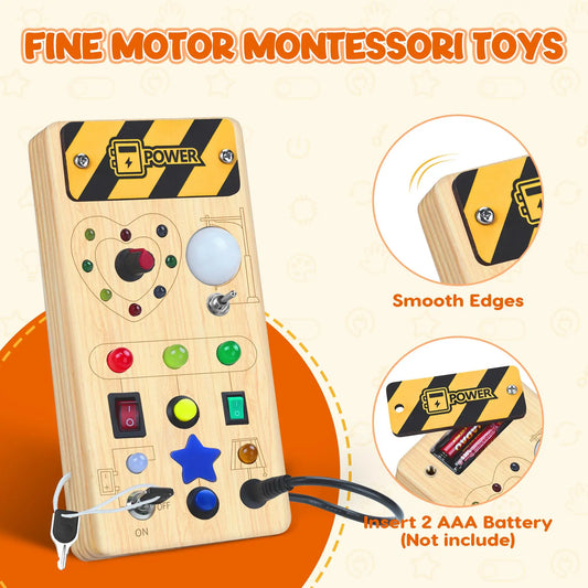 Montessori Busy Board, Wooden Sensory Toy, Immersive Multi-Functional Experience for Boys and Girls