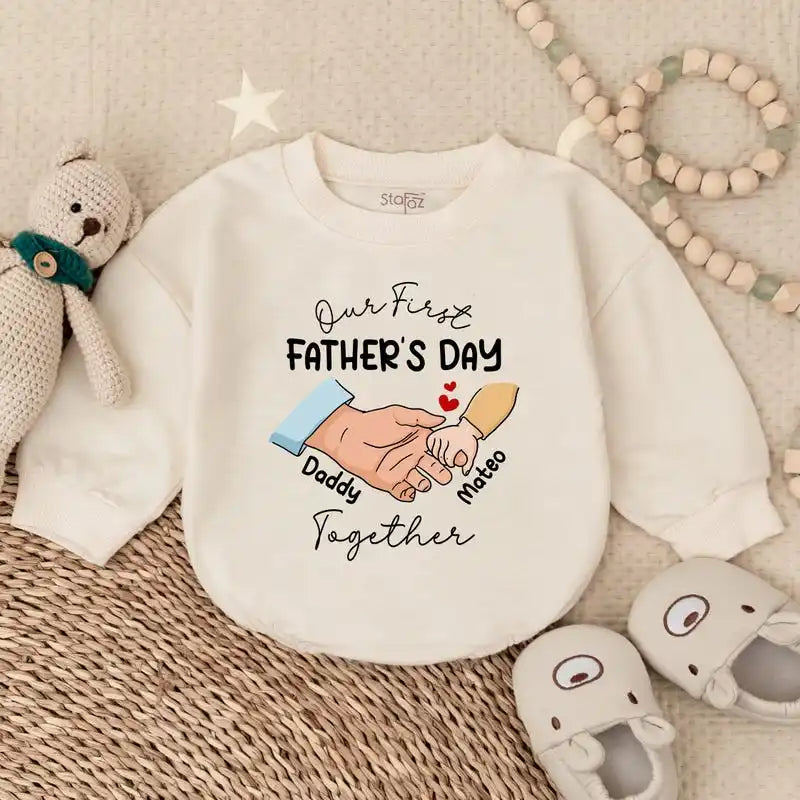 Personalized Our First Father’s Day Together Bubble Romper, Baby Outfit for Dad, Cute Newborn Gift, Daddy and Me Clothes