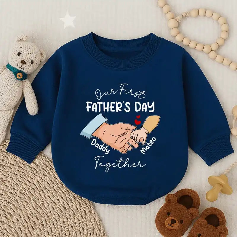Personalized Our First Father’s Day Together Bubble Romper, Baby Outfit for Dad, Cute Newborn Gift, Daddy and Me Clothes