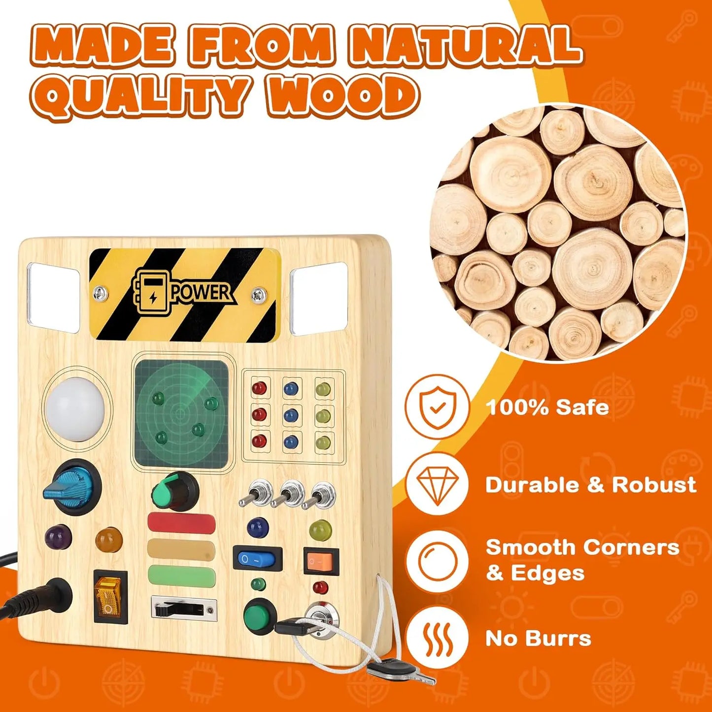 Montessori Busy Board, Wooden Sensory Toy, Immersive Multi-Functional Experience for Boys and Girls