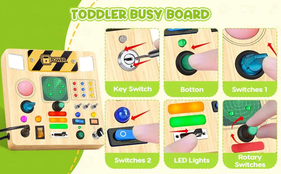 Montessori Busy Board, Wooden Sensory Toy, Immersive Multi-Functional Experience for Boys and Girls