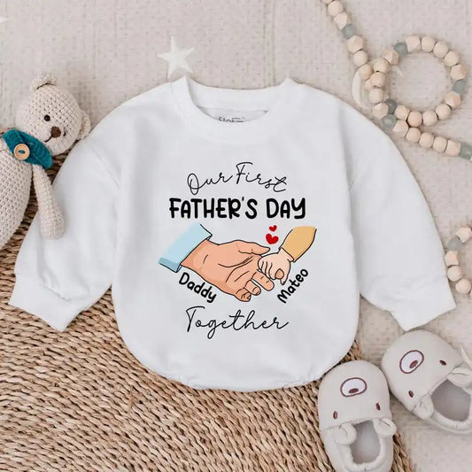Personalized Our First Father’s Day Together Bubble Romper, Baby Outfit for Dad, Cute Newborn Gift, Daddy and Me Clothes