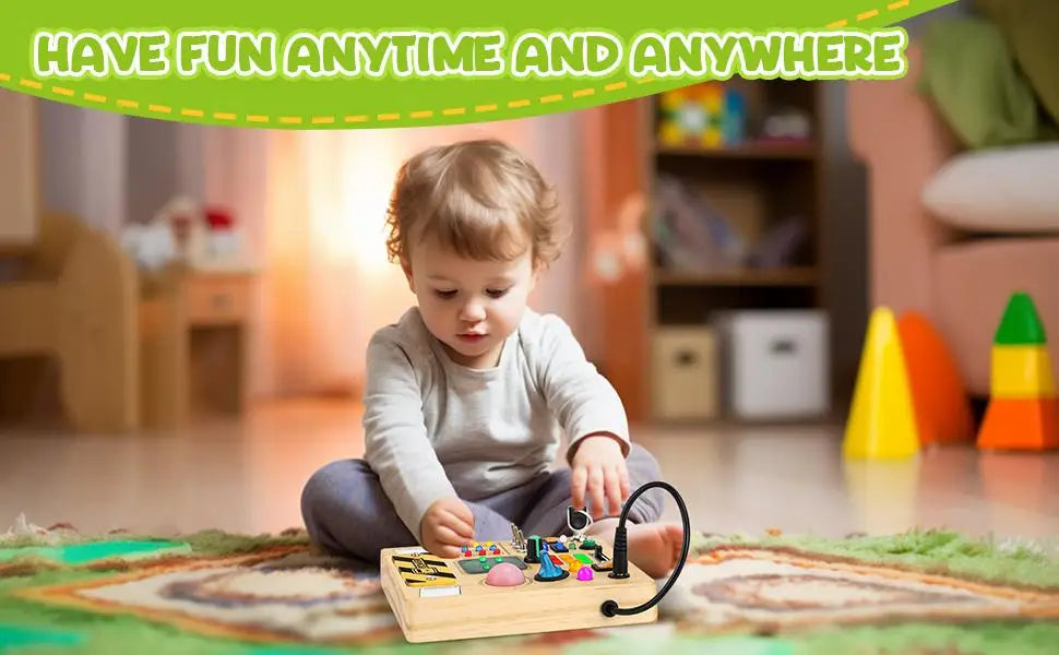 Montessori Busy Board, Wooden Sensory Toy, Immersive Multi-Functional Experience for Boys and Girls