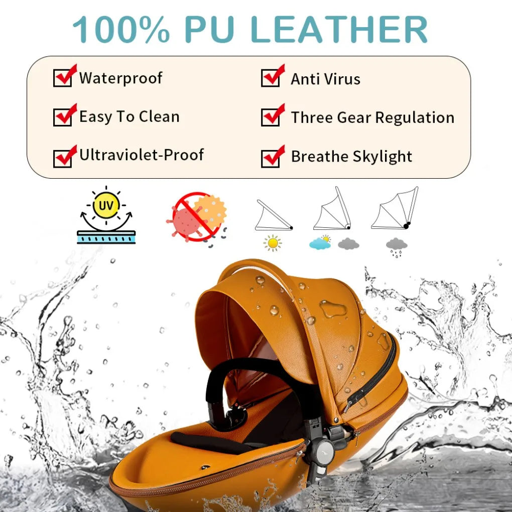 Baby Stroller High Landscape Convertible Infant Stroller Adjustable Canopy & Backrest Storage Basket Foot Cover