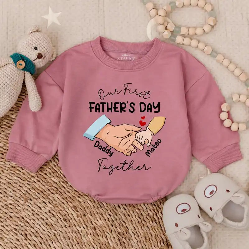 Personalized Our First Father’s Day Together Bubble Romper, Baby Outfit for Dad, Cute Newborn Gift, Daddy and Me Clothes