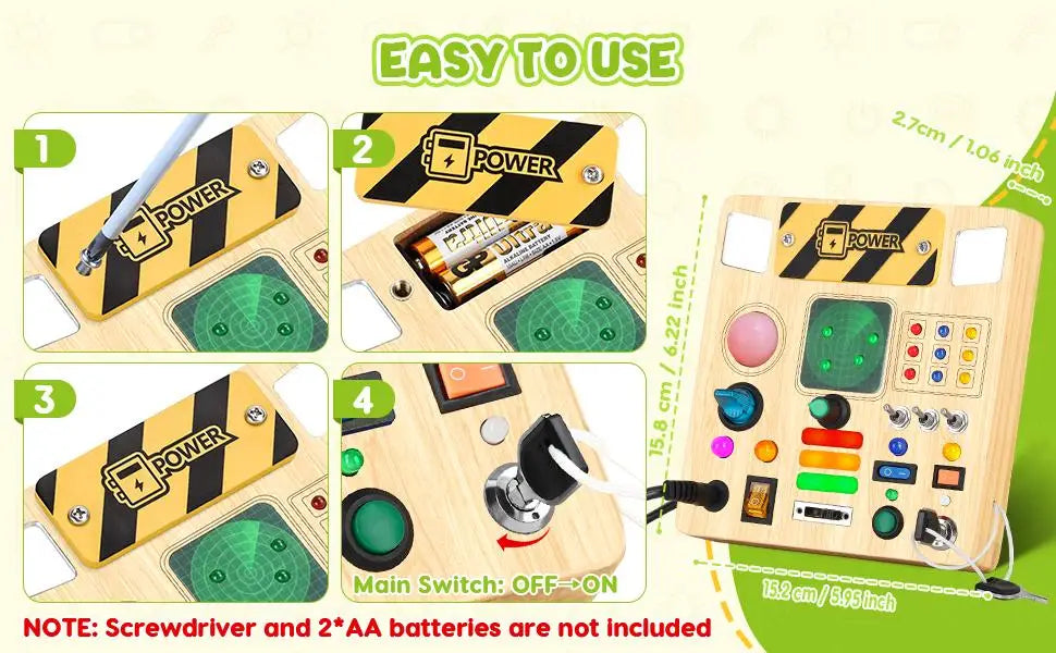 Montessori Busy Board, Wooden Sensory Toy, Immersive Multi-Functional Experience for Boys and Girls
