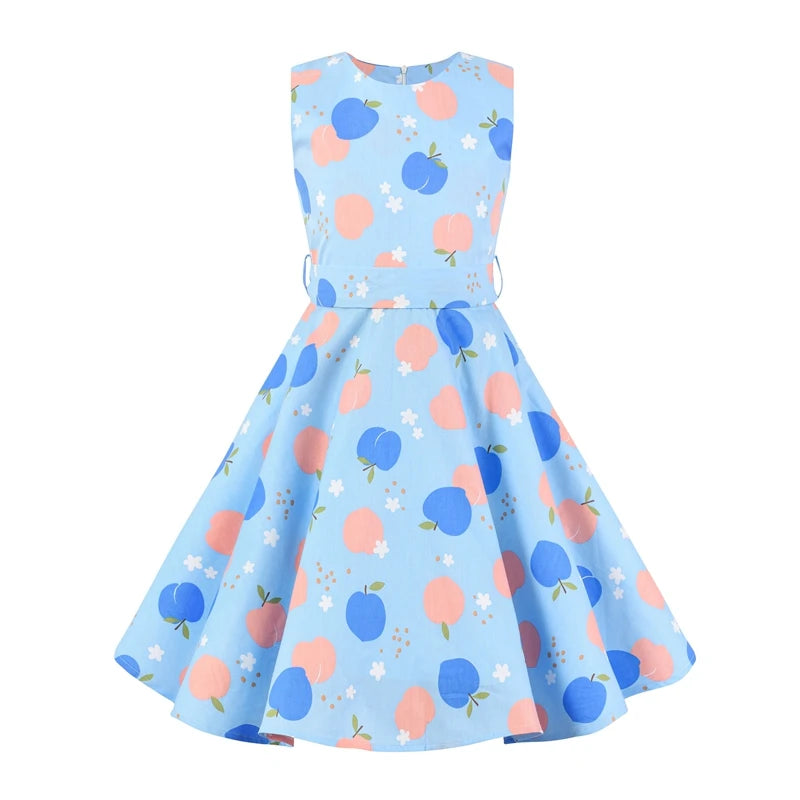 Summer Girls Dress Elegant Vintage Cotton Retro Princess Dress Party Costume Kids Clothes Polka Dot Girl Dress Children Clothing