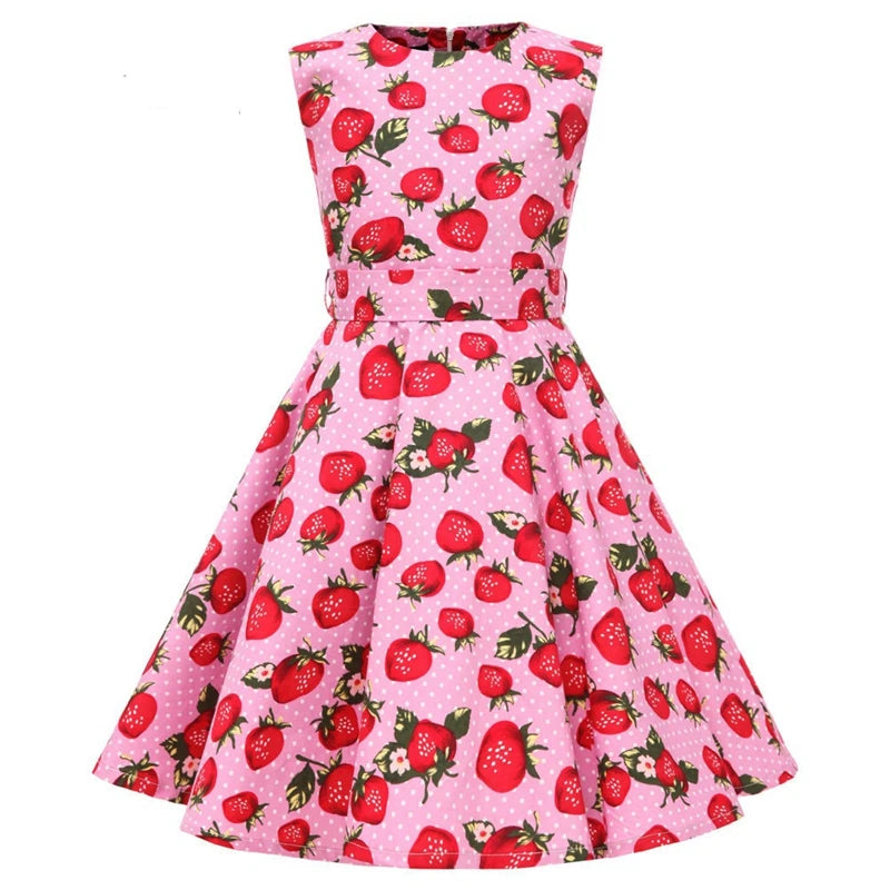 Summer Girls Dress Elegant Vintage Cotton Retro Princess Dress Party Costume Kids Clothes Polka Dot Girl Dress Children Clothing