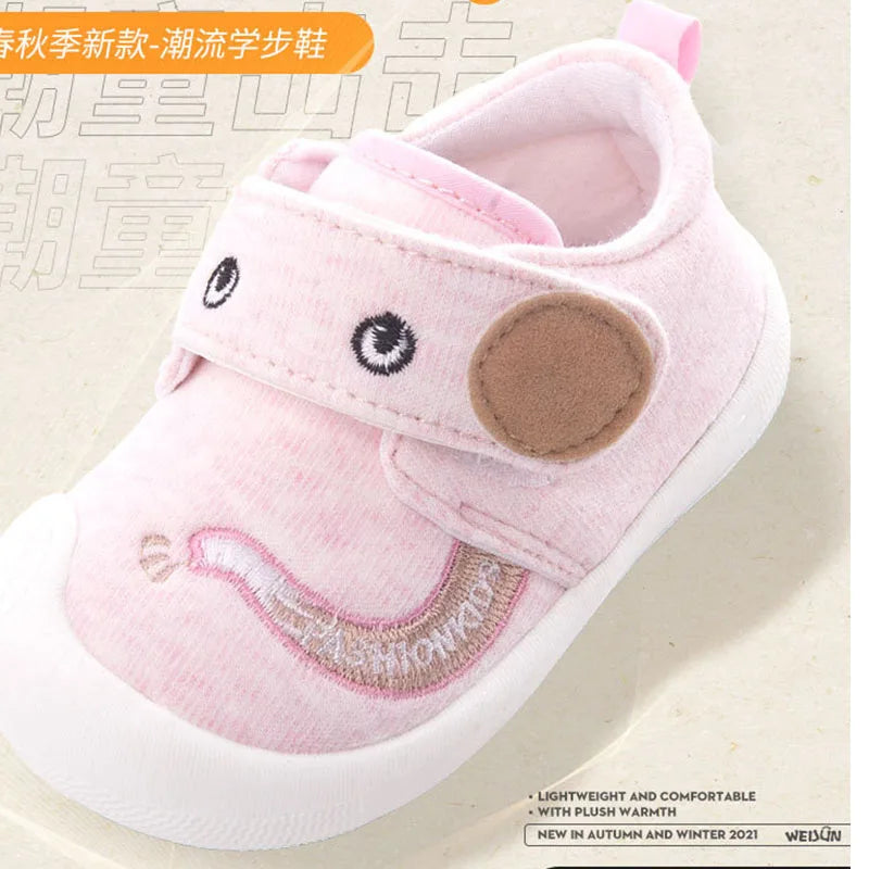Spring and Autumn New Hot Infant Newborn Baby Girls Boys Prewalker Elephant Cartoon Single Shoes Non-slip Soft Sole Baby Shoes