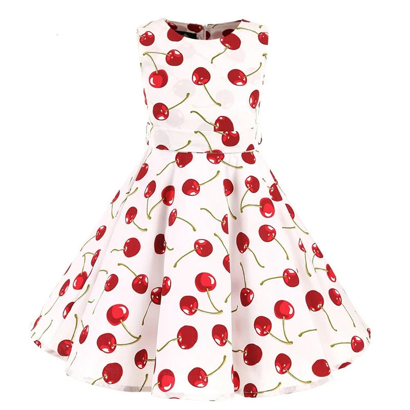 Summer Girls Dress Elegant Vintage Cotton Retro Princess Dress Party Costume Kids Clothes Polka Dot Girl Dress Children Clothing