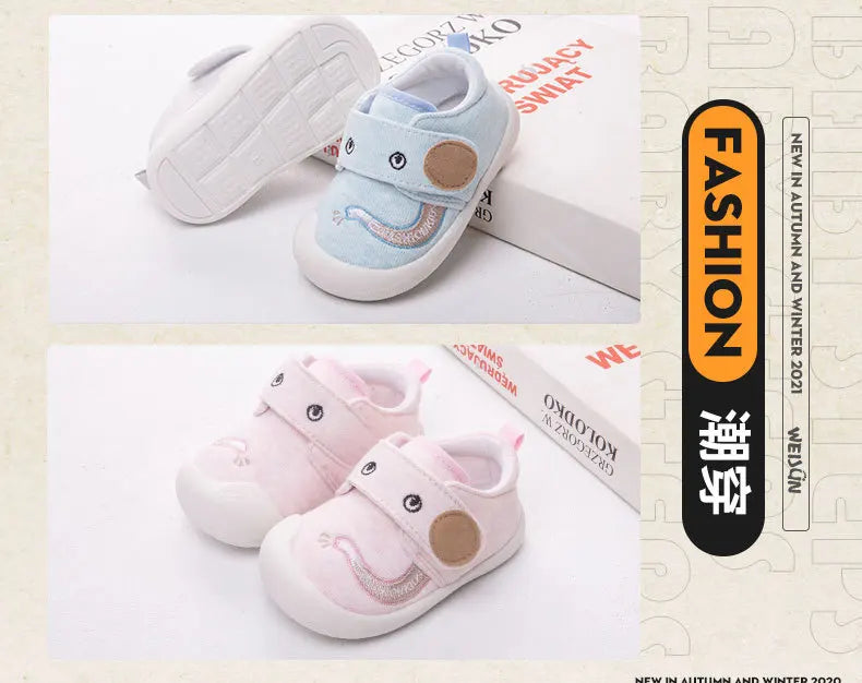 Spring and Autumn New Hot Infant Newborn Baby Girls Boys Prewalker Elephant Cartoon Single Shoes Non-slip Soft Sole Baby Shoes