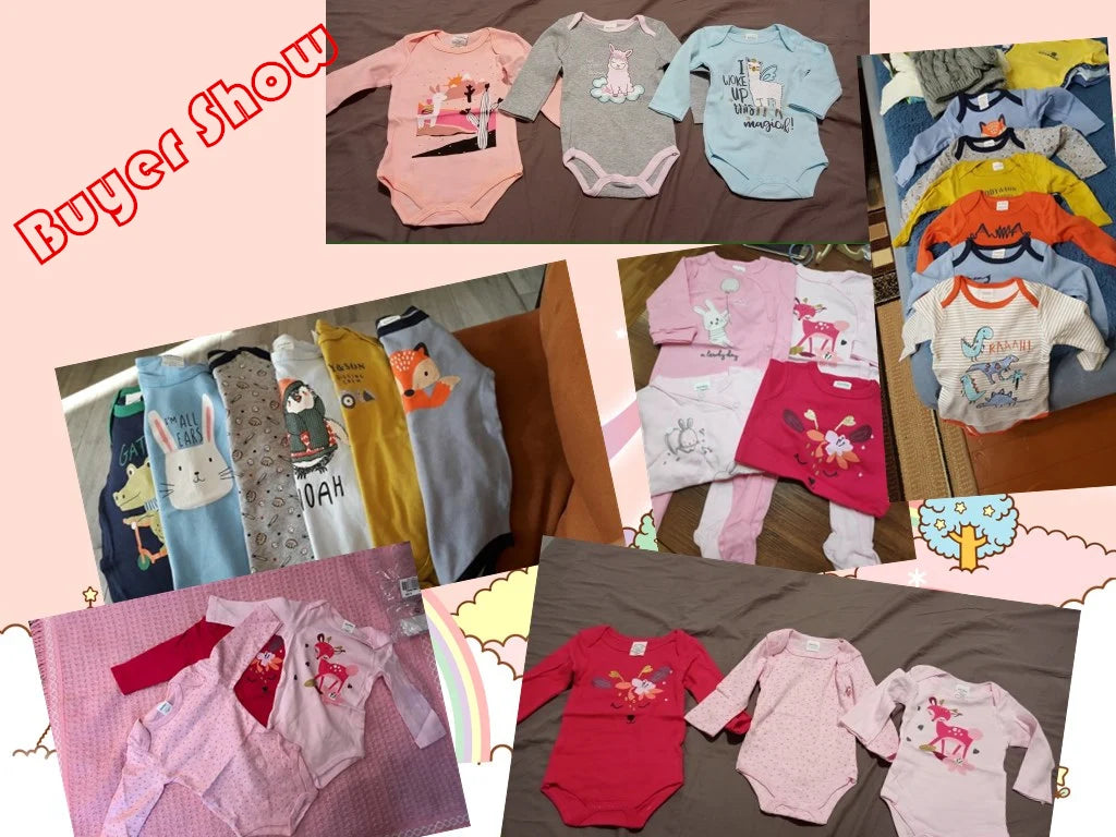6 PCS 3 PCS Kavkas Baby Boys Girls Bodysuit Long Sleeve 100% Cotton Baby Clothes 0-12 months Newborn body bebe Jumpsuit Clothing