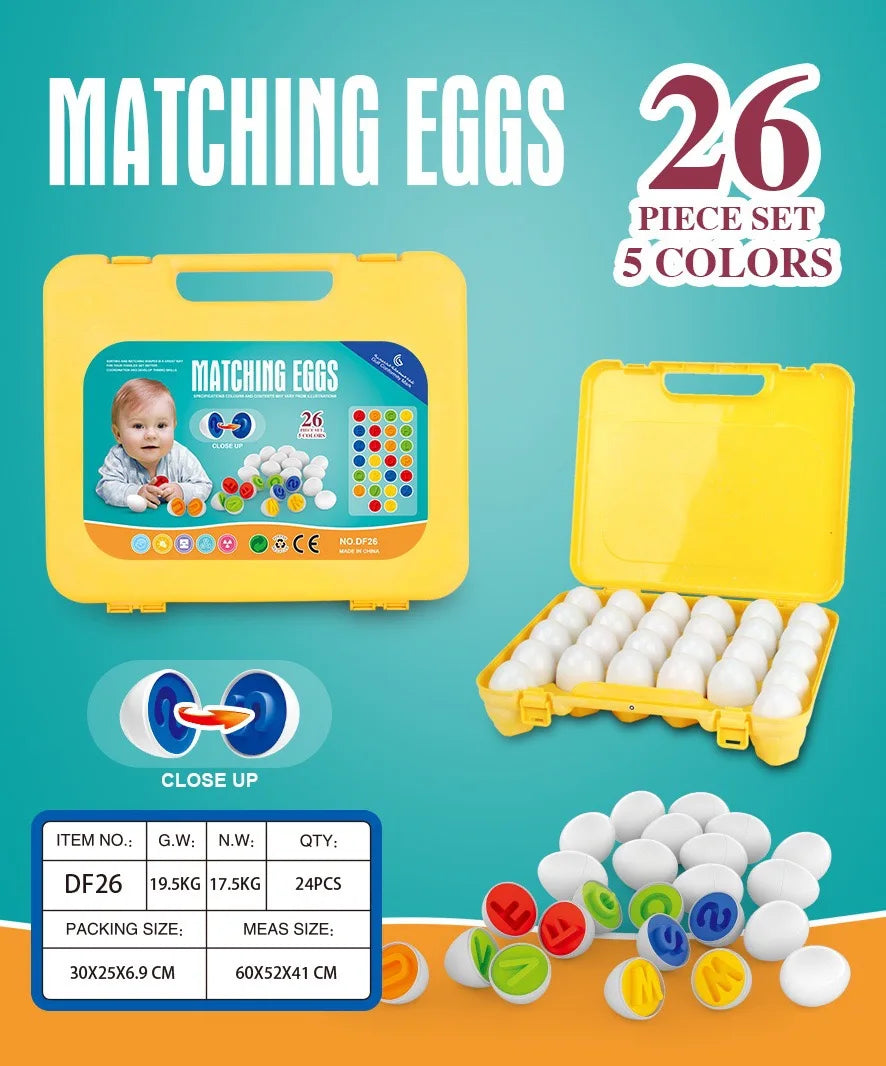 6/12PCS Montessori Smart Eggs In Cup Education Early Learning Geometric Shape Math Alphabet Puzzle Sorter Game Baby Toy Children