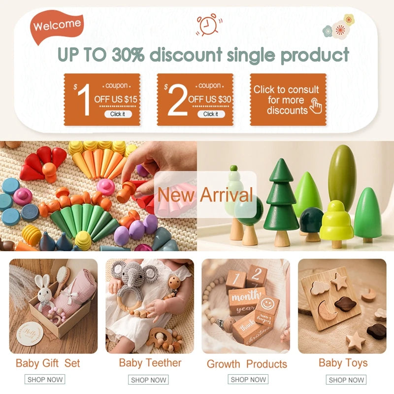 Newborn Bath Toy Set Double Sided Cotton Blanket Crochet Rattle Stroller Toys Animal Teething Bracelet Baby Birth Gift Product