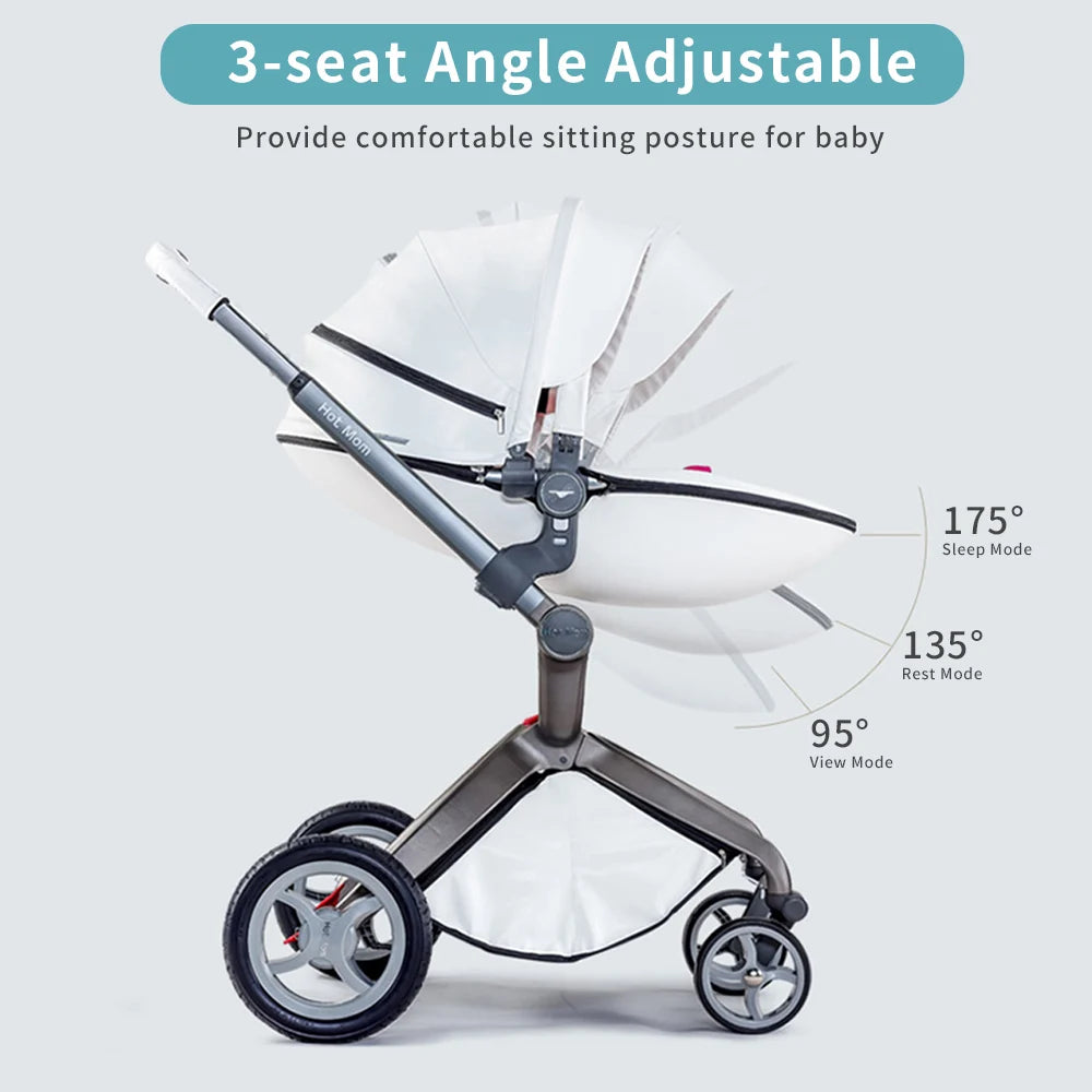 Hot Mom F22 baby stroller 3in1 ,adjustable seat,aluminum frame,solid rubber tires,rain cover,mosquito net,large storage basket