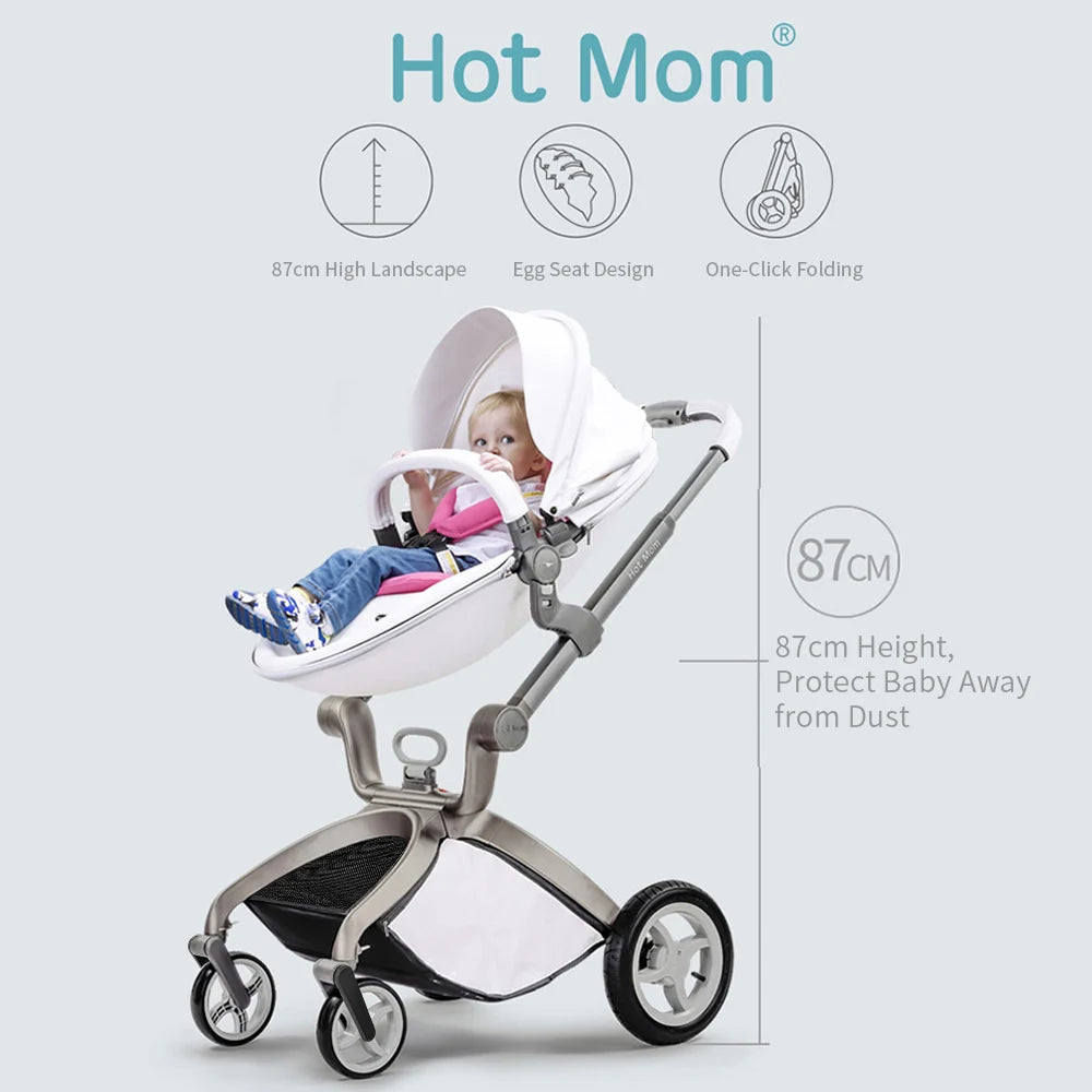 Hot Mom F22 baby stroller 3in1 ,adjustable seat,aluminum frame,solid rubber tires,rain cover,mosquito net,large storage basket