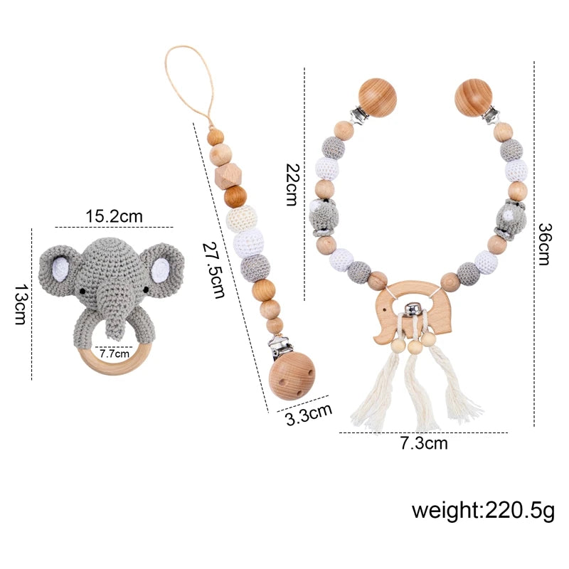 Newborn Bath Toy Set Double Sided Cotton Blanket Crochet Rattle Stroller Toys Animal Teething Bracelet Baby Birth Gift Product