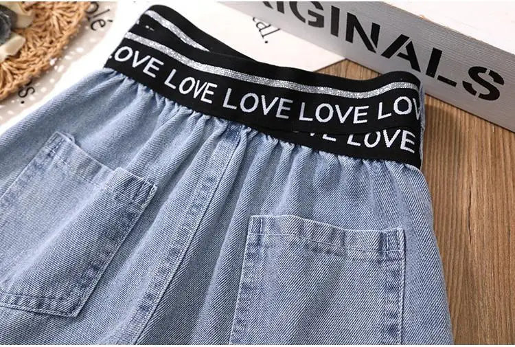 Kids Girls short Clothes Set Summer cotton Crop Tops T-shirt+Denim shorts 2pcs teens Girl Outfits Baby Girls Clothing 4 5 7 10 1
