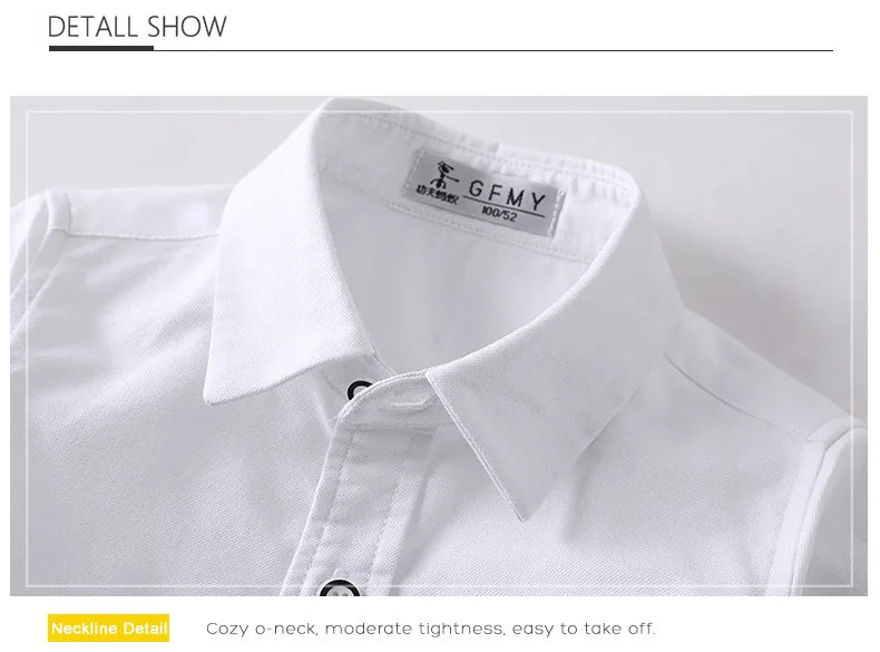 GFMY 2020 Summer Hot Sale Children Shirts Casual Solid Cotton Solid Color Blue White Short-sleeved Boys Shirts For 2-14 Years