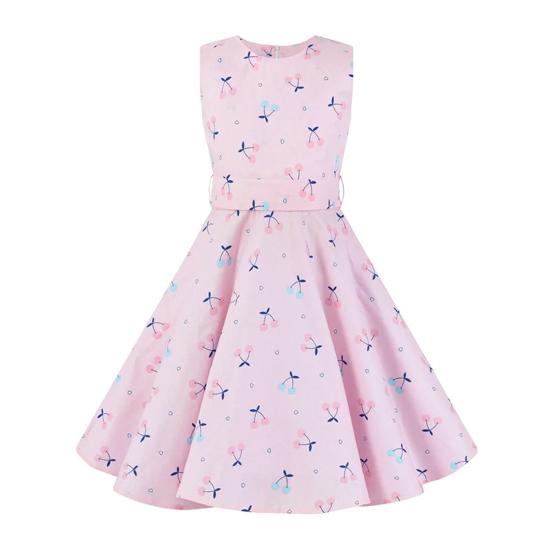 Summer Girls Dress Elegant Vintage Cotton Retro Princess Dress Party Costume Kids Clothes Polka Dot Girl Dress Children Clothing