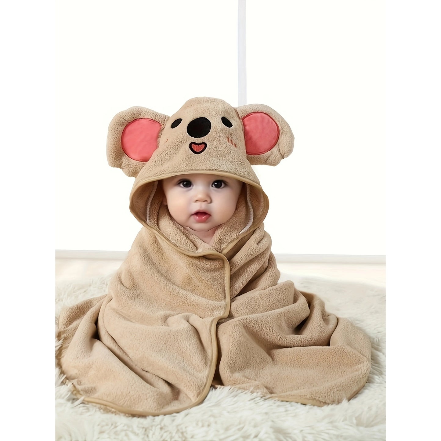 Baby Comfy Hooded Quick Drying Bath Towel For Bathroom Beach, Cute Cartoon Cloak For 0-3 Years Old, Ultra-Soft, Super Absorbent